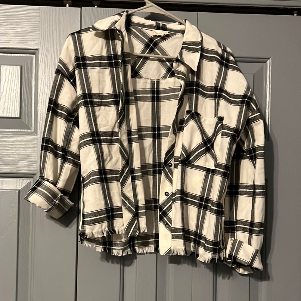Plaid Black and White Women's flannel top